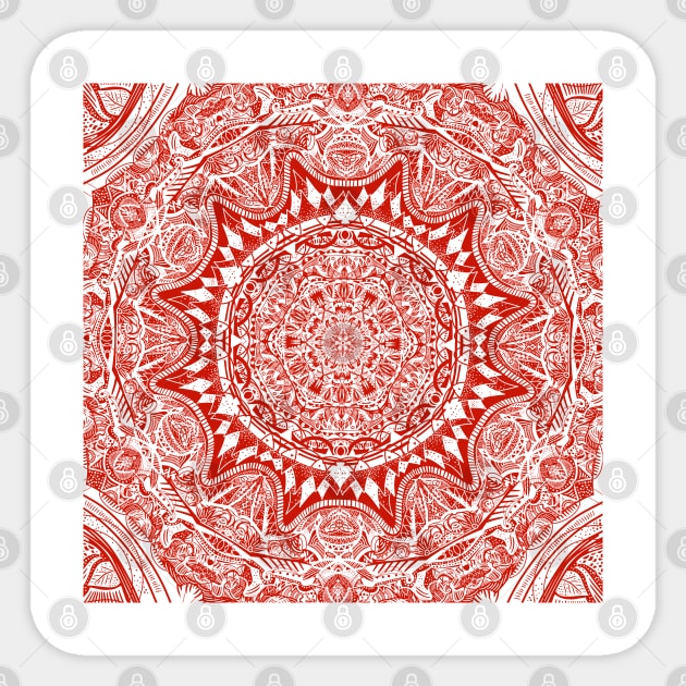 Red mandala pattern Sticker by mailboxdisco